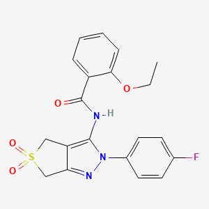 molecular formula C20H18FN3O4S B11214159 2-ethoxy-N-(2-(4-fluorophenyl)-5,5-dioxido-4,6-dihydro-2H-thieno[3,4-c]pyrazol-3-yl)benzamide 