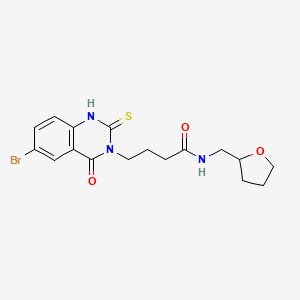 4-(6-bromo-4-oxo-2-sulfanylidene-1H-quinazolin-3-yl)-N-(oxolan-2-ylmethyl)butanamide