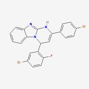 molecular formula C22H14Br2FN3 B11214193 4-(5-Bromo-2-fluorophenyl)-2-(4-bromophenyl)-1,4-dihydropyrimido[1,2-a]benzimidazole 