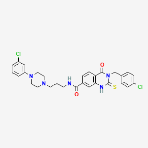 3-(4-chlorobenzyl)-N-(3-(4-(3-chlorophenyl)piperazin-1-yl)propyl)-4-oxo-2-thioxo-1,2,3,4-tetrahydroquinazoline-7-carboxamide