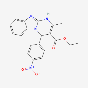 molecular formula C20H18N4O4 B11214237 Ethyl 2-methyl-4-(4-nitrophenyl)-1,4-dihydropyrimido[1,2-a]benzimidazole-3-carboxylate 