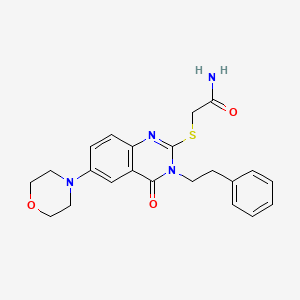 molecular formula C22H24N4O3S B11214238 2-((6-Morpholino-4-oxo-3-phenethyl-3,4-dihydroquinazolin-2-yl)thio)acetamide 