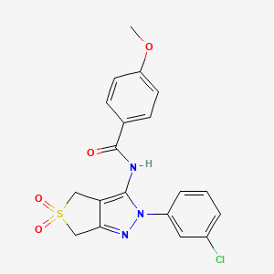 molecular formula C19H16ClN3O4S B11214279 N-(2-(3-chlorophenyl)-5,5-dioxido-4,6-dihydro-2H-thieno[3,4-c]pyrazol-3-yl)-4-methoxybenzamide 