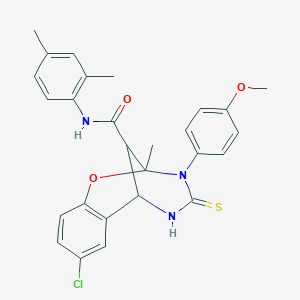 8-chloro-N-(2,4-dimethylphenyl)-3-(4-methoxyphenyl)-2-methyl-4-thioxo-3,4,5,6-tetrahydro-2H-2,6-methano-1,3,5-benzoxadiazocine-11-carboxamide