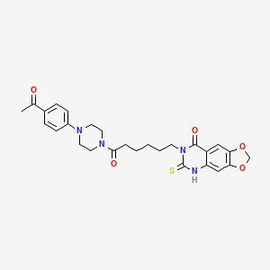 7-{6-[4-(4-acetylphenyl)piperazin-1-yl]-6-oxohexyl}-6-thioxo-6,7-dihydro[1,3]dioxolo[4,5-g]quinazolin-8(5H)-one