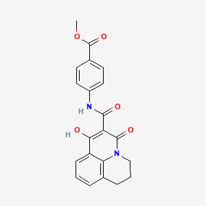 molecular formula C21H18N2O5 B11214325 Methyl 4-{[(7-hydroxy-5-oxo-2,3-dihydro-1H,5H-pyrido[3,2,1-IJ]quinolin-6-YL)carbonyl]amino}benzoate 