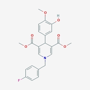 molecular formula C23H22FNO6 B11214327 Dimethyl 1-(4-fluorobenzyl)-4-(3-hydroxy-4-methoxyphenyl)-1,4-dihydropyridine-3,5-dicarboxylate 