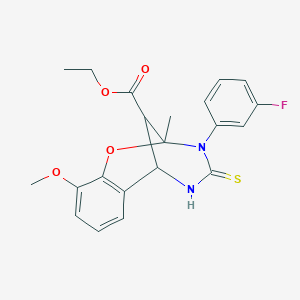 ethyl 3-(3-fluorophenyl)-10-methoxy-2-methyl-4-thioxo-3,4,5,6-tetrahydro-2H-2,6-methano-1,3,5-benzoxadiazocine-11-carboxylate