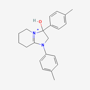 molecular formula C21H25N2O+ B11214369 3-Hydroxy-1,3-bis(4-methylphenyl)-2,3,5,6,7,8-hexahydroimidazo[1,2-a]pyridin-1-ium 