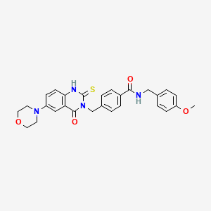 N-[(4-methoxyphenyl)methyl]-4-[(6-morpholin-4-yl-4-oxo-2-sulfanylidene-1H-quinazolin-3-yl)methyl]benzamide