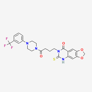 molecular formula C24H23F3N4O4S B11214423 7-(4-oxo-4-(4-(3-(trifluoromethyl)phenyl)piperazin-1-yl)butyl)-6-thioxo-6,7-dihydro-[1,3]dioxolo[4,5-g]quinazolin-8(5H)-one 