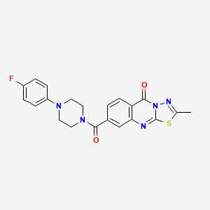 molecular formula C21H18FN5O2S B11214461 8-{[4-(4-fluorophenyl)piperazin-1-yl]carbonyl}-2-methyl-5H-[1,3,4]thiadiazolo[2,3-b]quinazolin-5-one 