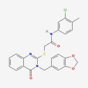 2-{[3-(1,3-benzodioxol-5-ylmethyl)-4-oxo-3,4-dihydroquinazolin-2-yl]sulfanyl}-N-(3-chloro-4-methylphenyl)acetamide