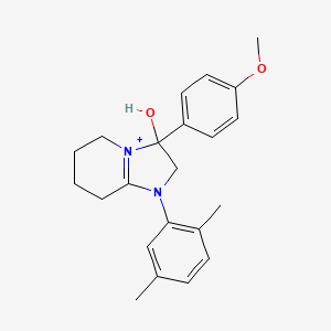 1-(2,5-Dimethylphenyl)-3-hydroxy-3-(4-methoxyphenyl)-2,3,5,6,7,8-hexahydroimidazo[1,2-a]pyridin-1-ium