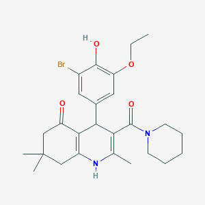 molecular formula C26H33BrN2O4 B11214534 4-(3-bromo-5-ethoxy-4-hydroxyphenyl)-2,7,7-trimethyl-3-(piperidin-1-ylcarbonyl)-4,6,7,8-tetrahydroquinolin-5(1H)-one 