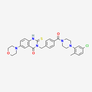 molecular formula C31H32ClN5O3S B11214550 3-(4-(4-(5-chloro-2-methylphenyl)piperazine-1-carbonyl)benzyl)-6-morpholino-2-thioxo-2,3-dihydroquinazolin-4(1H)-one 