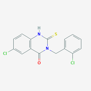 molecular formula C15H10Cl2N2OS B11214558 6-chloro-3-[(2-chlorophenyl)methyl]-2-sulfanylidene-1H-quinazolin-4-one 