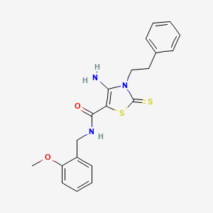 4-amino-N-(2-methoxybenzyl)-3-(2-phenylethyl)-2-thioxo-2,3-dihydro-1,3-thiazole-5-carboxamide