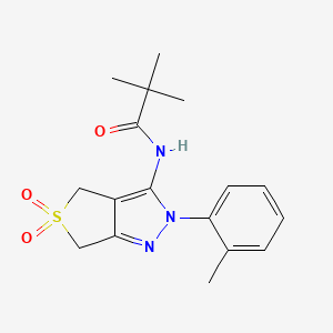 molecular formula C17H21N3O3S B11214567 2,2-dimethyl-N-[2-(2-methylphenyl)-5,5-dioxido-2,6-dihydro-4H-thieno[3,4-c]pyrazol-3-yl]propanamide 