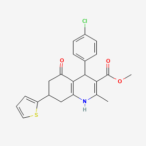 Methyl 4-(4-chlorophenyl)-2-methyl-5-oxo-7-(thiophen-2-yl)-1,4,5,6,7,8-hexahydroquinoline-3-carboxylate