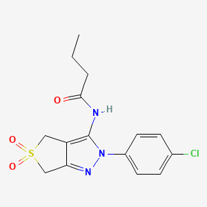 molecular formula C15H16ClN3O3S B11214575 N-(2-(4-chlorophenyl)-5,5-dioxido-4,6-dihydro-2H-thieno[3,4-c]pyrazol-3-yl)butyramide 