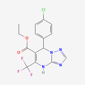 Ethyl 7-(4-chlorophenyl)-5-(trifluoromethyl)-4,7-dihydro[1,2,4]triazolo[1,5-a]pyrimidine-6-carboxylate