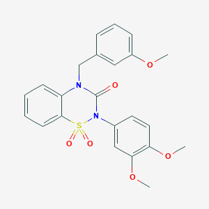 molecular formula C23H22N2O6S B11214631 2-(3,4-dimethoxyphenyl)-4-(3-methoxybenzyl)-2H-benzo[e][1,2,4]thiadiazin-3(4H)-one 1,1-dioxide 