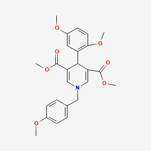 molecular formula C25H27NO7 B11214649 Dimethyl 4-(2,5-dimethoxyphenyl)-1-(4-methoxybenzyl)-1,4-dihydropyridine-3,5-dicarboxylate 