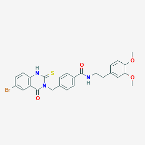 molecular formula C26H24BrN3O4S B11214657 4-[(6-bromo-4-oxo-2-sulfanylidene-1H-quinazolin-3-yl)methyl]-N-[2-(3,4-dimethoxyphenyl)ethyl]benzamide 