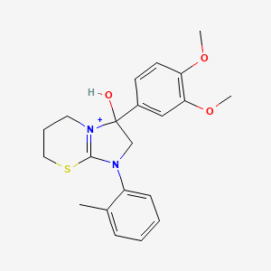 3-(3,4-dimethoxyphenyl)-3-hydroxy-1-(2-methylphenyl)-2,3,6,7-tetrahydro-5H-imidazo[2,1-b][1,3]thiazin-1-ium