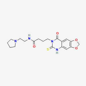 4-(8-oxo-6-thioxo-5,6-dihydro-[1,3]dioxolo[4,5-g]quinazolin-7(8H)-yl)-N-(2-(pyrrolidin-1-yl)ethyl)butanamide