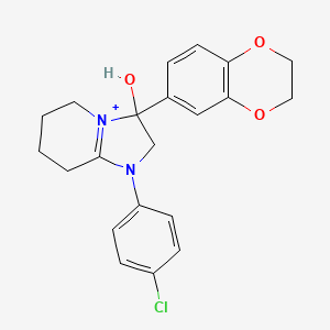 1-(4-Chlorophenyl)-3-(2,3-dihydro-1,4-benzodioxin-6-yl)-3-hydroxy-2,3,5,6,7,8-hexahydroimidazo[1,2-a]pyridin-1-ium