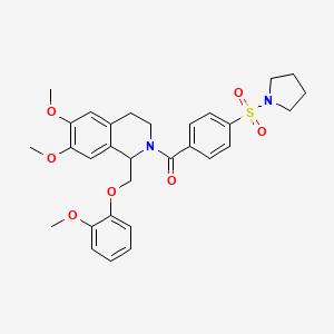 (6,7-dimethoxy-1-((2-methoxyphenoxy)methyl)-3,4-dihydroisoquinolin-2(1H)-yl)(4-(pyrrolidin-1-ylsulfonyl)phenyl)methanone