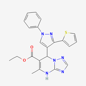 molecular formula C22H20N6O2S B11214744 ethyl 5-methyl-7-[1-phenyl-3-(thiophen-2-yl)-1H-pyrazol-4-yl]-4,7-dihydro[1,2,4]triazolo[1,5-a]pyrimidine-6-carboxylate 