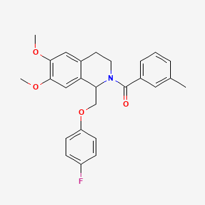 (1-((4-fluorophenoxy)methyl)-6,7-dimethoxy-3,4-dihydroisoquinolin-2(1H)-yl)(m-tolyl)methanone