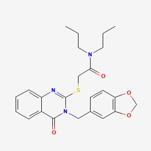 2-{[3-(1,3-benzodioxol-5-ylmethyl)-4-oxo-3,4-dihydroquinazolin-2-yl]sulfanyl}-N,N-dipropylacetamide