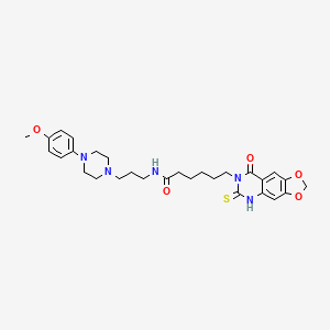 N-(3-(4-(4-methoxyphenyl)piperazin-1-yl)propyl)-6-(8-oxo-6-thioxo-5,6-dihydro-[1,3]dioxolo[4,5-g]quinazolin-7(8H)-yl)hexanamide