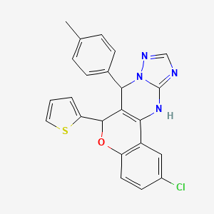 molecular formula C23H17ClN4OS B11214865 2-chloro-7-(4-methylphenyl)-6-(thiophen-2-yl)-7,12-dihydro-6H-chromeno[4,3-d][1,2,4]triazolo[1,5-a]pyrimidine 