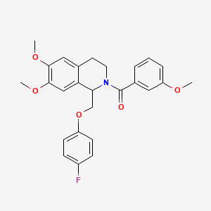 (1-((4-fluorophenoxy)methyl)-6,7-dimethoxy-3,4-dihydroisoquinolin-2(1H)-yl)(3-methoxyphenyl)methanone