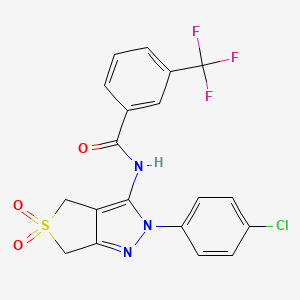 molecular formula C19H13ClF3N3O3S B11214921 N-(2-(4-chlorophenyl)-5,5-dioxido-4,6-dihydro-2H-thieno[3,4-c]pyrazol-3-yl)-3-(trifluoromethyl)benzamide 