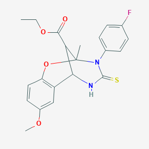 ethyl 3-(4-fluorophenyl)-8-methoxy-2-methyl-4-thioxo-3,4,5,6-tetrahydro-2H-2,6-methano-1,3,5-benzoxadiazocine-11-carboxylate