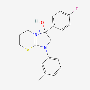 3-(4-fluorophenyl)-3-hydroxy-1-(3-methylphenyl)-2,3,6,7-tetrahydro-5H-imidazo[2,1-b][1,3]thiazin-1-ium