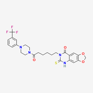 7-(6-oxo-6-(4-(3-(trifluoromethyl)phenyl)piperazin-1-yl)hexyl)-6-thioxo-6,7-dihydro-[1,3]dioxolo[4,5-g]quinazolin-8(5H)-one