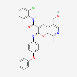 (2Z)-N-(2-chlorophenyl)-5-(hydroxymethyl)-8-methyl-2-[(4-phenoxyphenyl)imino]-2H-pyrano[2,3-c]pyridine-3-carboxamide