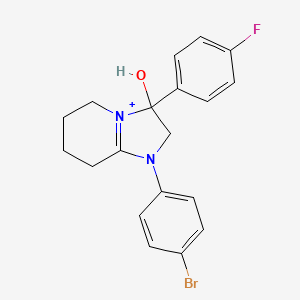 molecular formula C19H19BrFN2O+ B11215015 1-(4-Bromophenyl)-3-(4-fluorophenyl)-3-hydroxy-2,3,5,6,7,8-hexahydroimidazo[1,2-a]pyridin-1-ium 