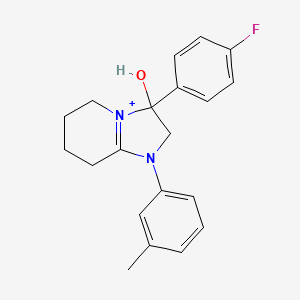 3-(4-Fluorophenyl)-3-hydroxy-1-(3-methylphenyl)-2,3,5,6,7,8-hexahydroimidazo[1,2-a]pyridin-1-ium