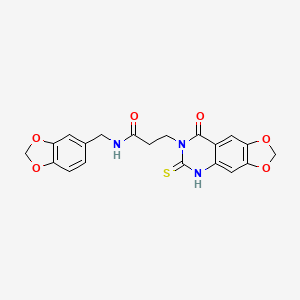 N-(1,3-benzodioxol-5-ylmethyl)-3-(8-oxo-6-sulfanylidene-5H-[1,3]dioxolo[4,5-g]quinazolin-7-yl)propanamide