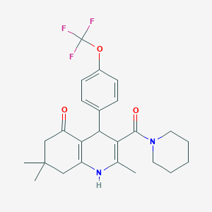 molecular formula C25H29F3N2O3 B11215060 2,7,7-trimethyl-3-(piperidin-1-ylcarbonyl)-4-[4-(trifluoromethoxy)phenyl]-4,6,7,8-tetrahydroquinolin-5(1H)-one 