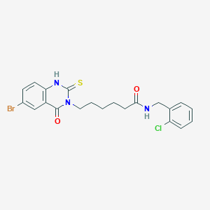 molecular formula C21H21BrClN3O2S B11215066 6-(6-bromo-4-oxo-2-sulfanylidene-1H-quinazolin-3-yl)-N-[(2-chlorophenyl)methyl]hexanamide 