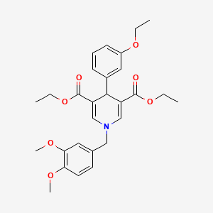 molecular formula C28H33NO7 B11215073 Diethyl 1-(3,4-dimethoxybenzyl)-4-(3-ethoxyphenyl)-1,4-dihydropyridine-3,5-dicarboxylate 